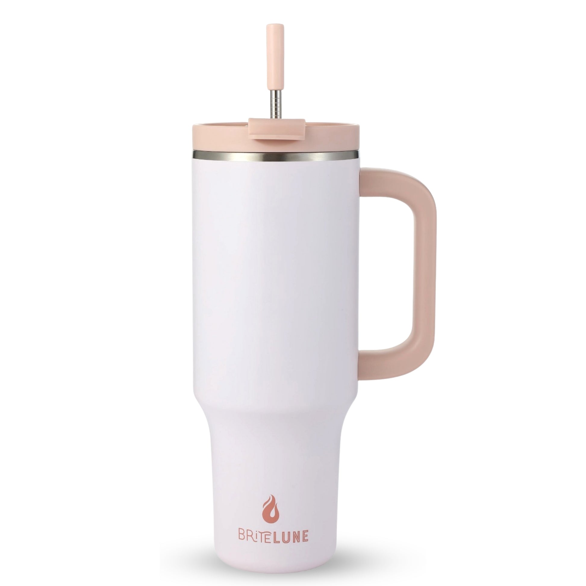 blush 40 oz insulated tumbler with handle and straw